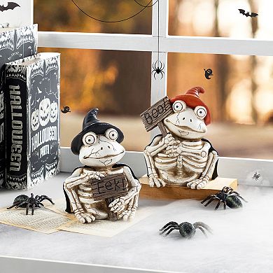 Glitzhome Set of 27''H Resin Skeleton Frogs Table Decor, Halloween Tabletop Decor