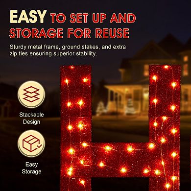 Glitzhome Set of 4 Lighted Christmas Porch Decor, 2D Fabric Nativity HOPE Outdoor Decor