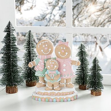 Glitzhome 10.25"H Gingerbread Man Family Table Decor, Resin Christmas Table Centerpiece