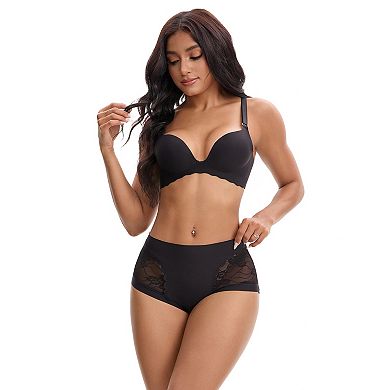 Women's High Wasited Lace Underwear Briefs Breathable Full Coverage Tummy Control Panties