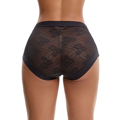Women's High Wasited Lace Underwear Briefs Breathable Full Coverage Tummy Control Panties