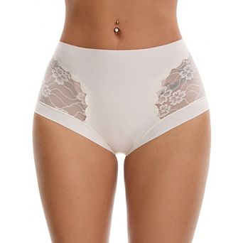 Women's High Wasited Lace Underwear Briefs Breathable Full Coverage Tummy Control Panties