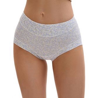 Women's Cotton Allover Floral Printed Underwear High Waisted Full Coverage Tummy Control Briefs