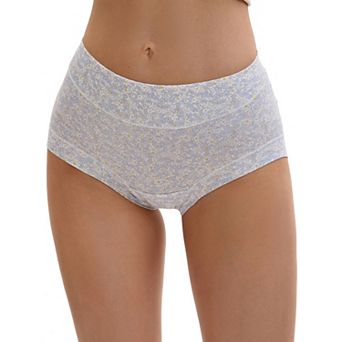 Women's Cotton Allover Floral Printed Underwear High Waisted Full Coverage Tummy Control Briefs