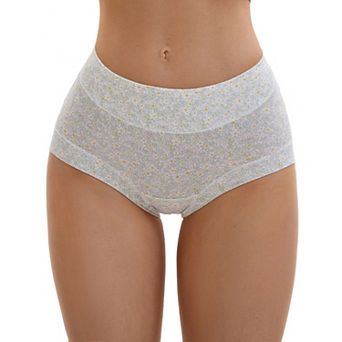 Women's Cotton Allover Floral Printed Underwear High Waisted Full Coverage Tummy Control Briefs