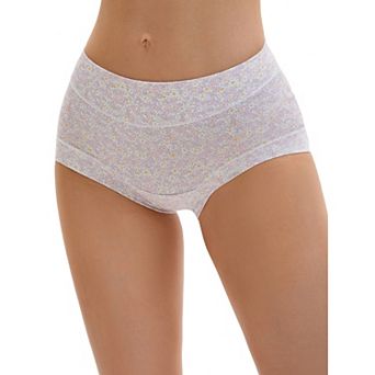 Women's Cotton Allover Floral Printed Underwear High Waisted Full Coverage Tummy Control Briefs