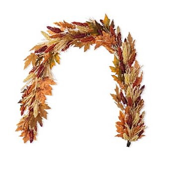 Glitzhome 72"L Fall Sorghum Garland, Multi-Colored Autumn Garland Decor