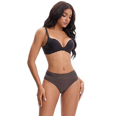 Women's Lace Underpants Mid Waisted Soft Breathable Briefs Underwear
