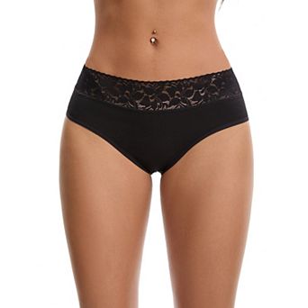 Women's Lace Underpants Mid Waisted Soft Breathable Briefs Underwear