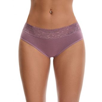Women's Lace Underpants Mid Waisted Soft Breathable Briefs Underwear