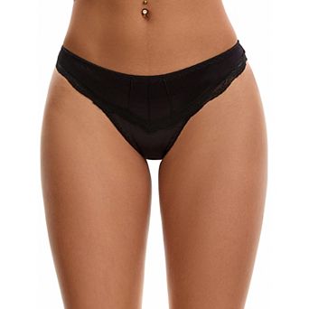 Women's Satin Silky Hipster Panties Low Waisted Lace Trimmed Underpant