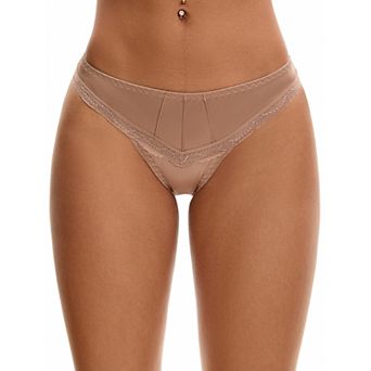 Women's Satin Silky Hipster Panties Low Waisted Lace Trimmed Underpant