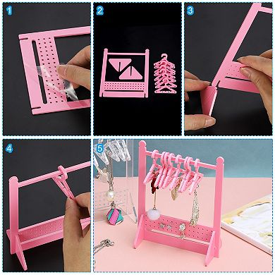 1 Set Earring Holder with 8 Coat Hanger, Acrylic Earring Holder Organizer Stand with 48 Hole