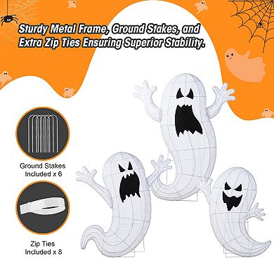 Glitzhome Set of 3 Ghosts Family Outdoor Decor, Lighted 2.5D Halloween Outdoor Decorations