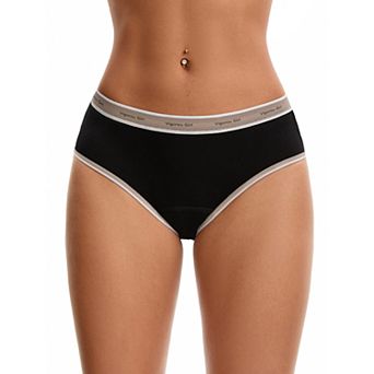 Women's Letter Print Contrast Binding Briefs Mid Rise Leak Proof Underpanties