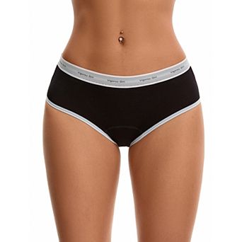Women's Letter Print Contrast Binding Briefs Mid Rise Leak Proof Underpanties
