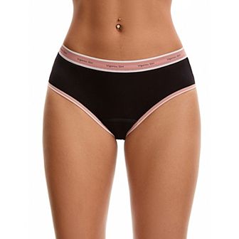 Women's Letter Print Contrast Binding Briefs Mid Rise Leak Proof Underpanties