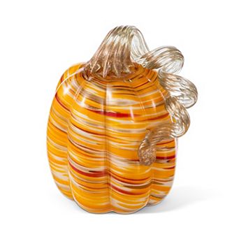 Glitzhome Hand Blown Glass Pumpkin Table Accent For Fall Harvest Thanksgiving Halloween Decorations
