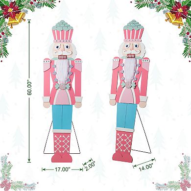 Glitzhome 60"H Nutcracker Porch Decor, Christmas Wooden Porch Sign