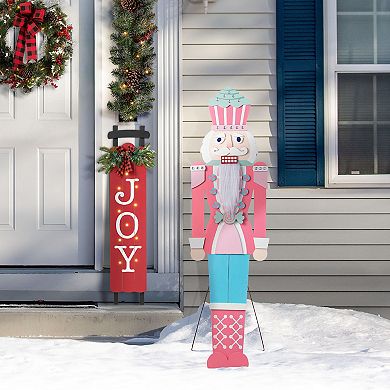 Glitzhome 60"H Nutcracker Porch Decor, Christmas Wooden Porch Sign