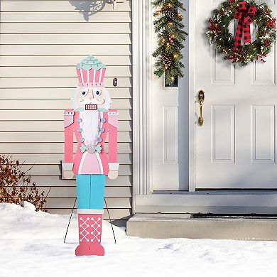 Glitzhome 60"H Nutcracker Porch Decor, Christmas Wooden Porch Sign
