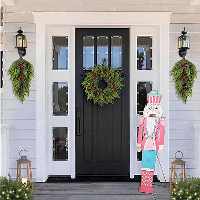 Glitzhome 60"H Nutcracker Porch Decor, Christmas Wooden Porch Sign