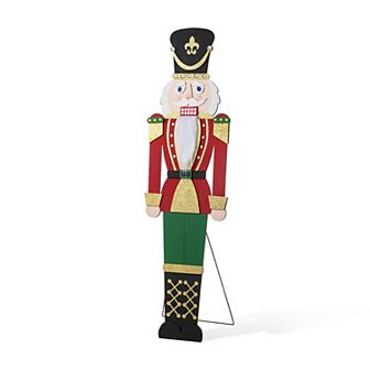 Glitzhome 60"H Nutcracker Porch Decor, Christmas Wooden Porch Sign