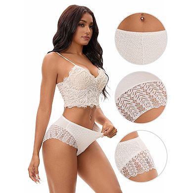 Women's Mid Rise Breathable Soft Lace Underwear Briefs