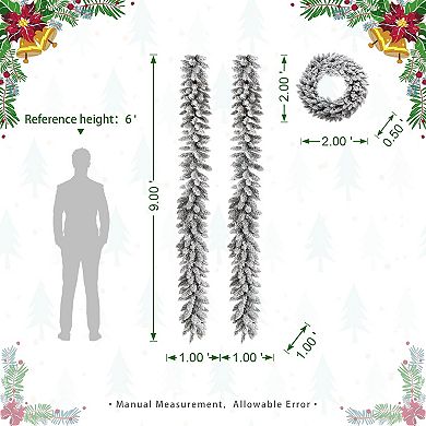 Glitzhome Set of 3 Christmas Wreath and Matched Garlands Set