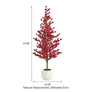 Glitzhome 41" H Artificial Porch Christmas Tree, Mini Table Top Potted Xmas Tree