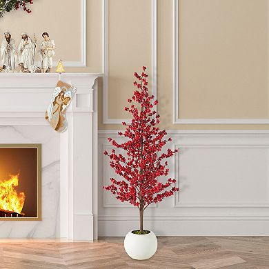 Glitzhome 41" H Artificial Porch Christmas Tree, Mini Table Top Potted Xmas Tree