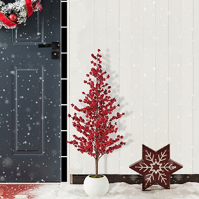 Glitzhome 41" H Artificial Porch Christmas Tree, Mini Table Top Potted Xmas Tree