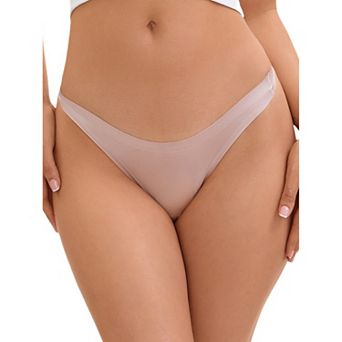 Women's Unlined Underwear Satin Invisible Bikini Comfortable Thongs