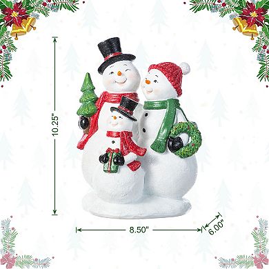 Glitzhome 10.25"H Snowman Family Table Decor, Christmas Resin Table Centerpiece
