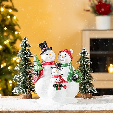 Glitzhome 10.25"H Snowman Family Table Decor, Christmas Resin Table Centerpiece