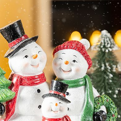Glitzhome 10.25"H Snowman Family Table Decor, Christmas Resin Table Centerpiece