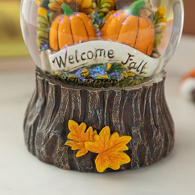 Glitzhome 5.75''H Sunflower and Pumpkin Waterglobe, Resin Table Decor for Fall Harvest