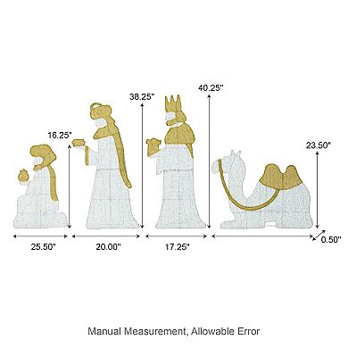 Glitzhome Set of 11 Lighted Christmas Porch Sign, 2D Iridescent Fabric Nativity Scene Outdoor Decor