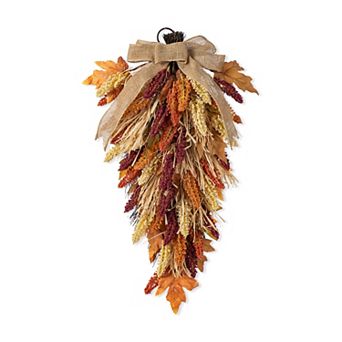 Glitzhome 28"H Fall Multi-Colored Sorghum Swag, Indoor&Outdoor Autumn Swag Wreath