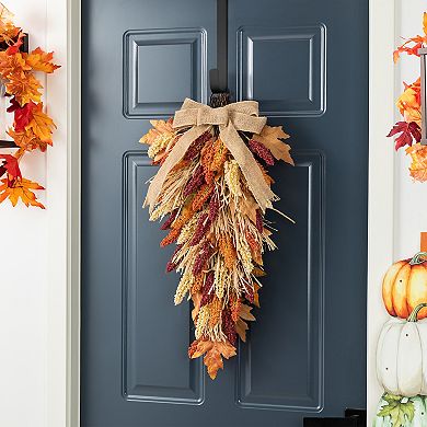 Glitzhome 28"H Fall Multi-Colored Sorghum Swag, Indoor&Outdoor Autumn Swag Wreath