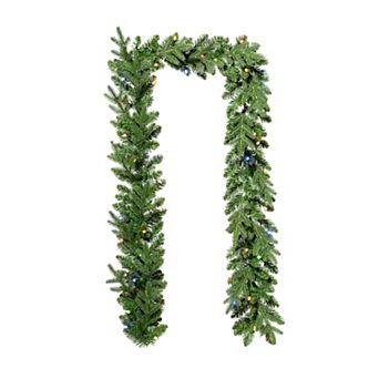Glitzhome 9ft Pre-Lit Greenery Christmas Garland