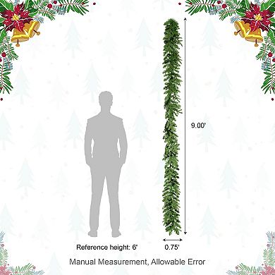 Glitzhome 9ft Pre-Lit Greenery Christmas Garland