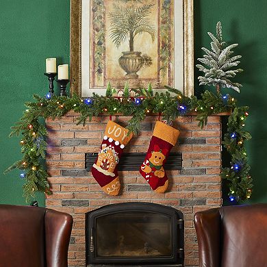 Glitzhome 9ft Pre-Lit Greenery Christmas Garland