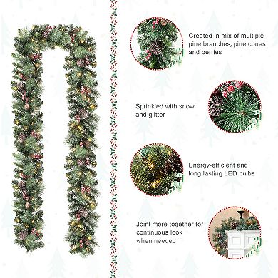 Glitzhome 2PK 6FT Glittered Pinecones and Berries Christmas Garlands
