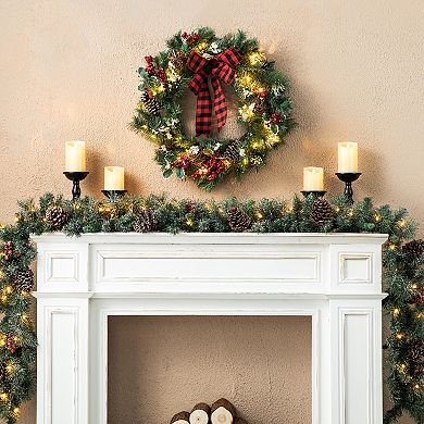 Glitzhome 2PK 6FT Glittered Pinecones and Berries Christmas Garlands