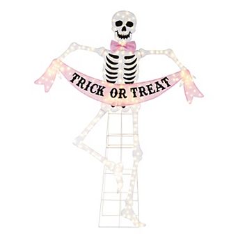 Glitzhome 7FT Lighted Halloween Outdoor Decor, 2D Skeleton Decor