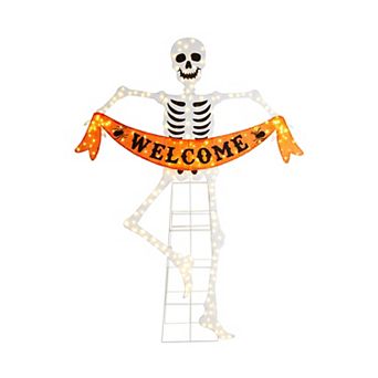 Glitzhome 7FT Lighted Halloween Outdoor Decor, 2D Skeleton Decor
