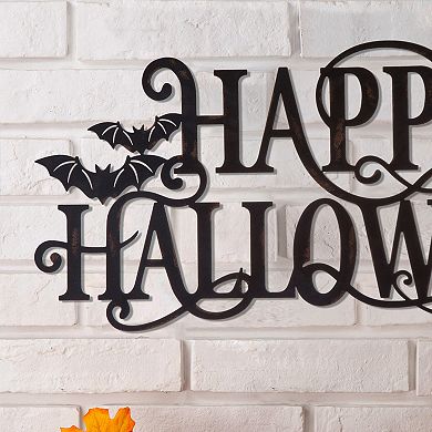 Glitzhome Happy Halloween Metal Sign Wall Decor