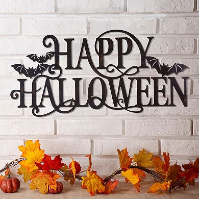 Glitzhome Happy Halloween Metal Sign Wall Decor