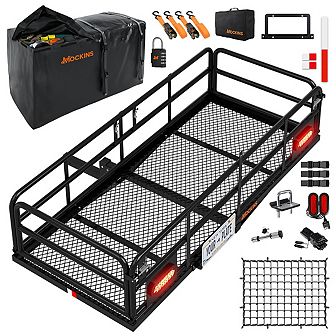 Mockins 66"x30"x6" XL High Rail Hitch Cargo Carrier with 45 Cu.Ft. Cargo Bag